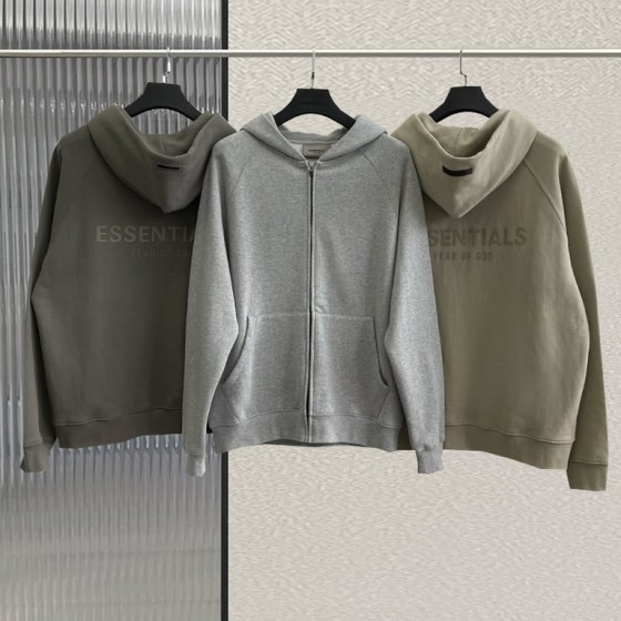 Fear of God Essentials Tone-on-Tone Back Logo Full-Zip Hoodie